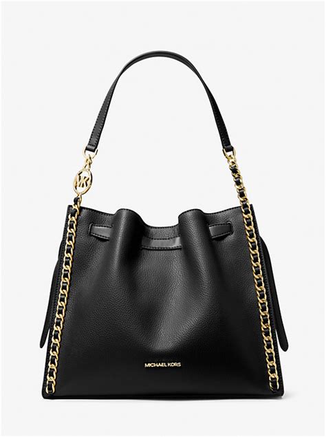 michael michael kors mina large chain leather shoulder bag|Michael Kors shoulder bag small.